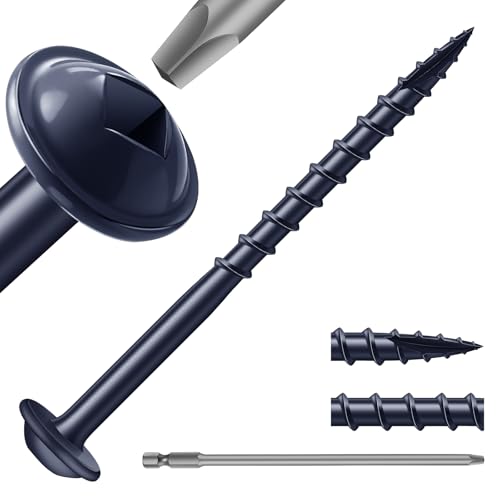 Pocket Hole Screws #8 x 2 Inch (250Pcs) 2lb. Carbon Steel, Blue, Washer Head, Coarse Thread, Square Drive,150MM Drive Bit Included - color: Blue, size: #8 x 2"