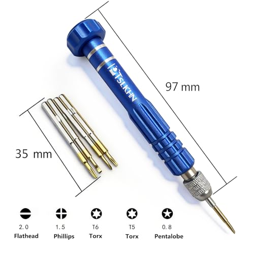 5-in-1 Multifunctional Small Screwdriver, PTSLKHN S2 Steel Magnetic Screwdriver Kit for Eyeglass, Sunglasses, Electronics, Cellphone, Jewelry and More - color: Blue 5in1