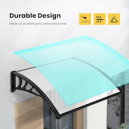 VIVOHOME Polycarbonate Window Door Awning Transparent 38 Inch x 78 Inch - color: Transparent, size: 38 Inch x 78 Inch