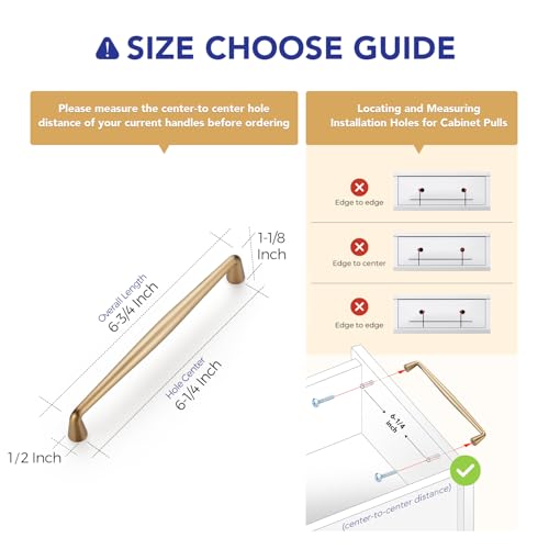 Ravinte Champagne Bronze Cabinet Handles Solid Handles,6-1/4 Inch,5 Pack - color: Champagne Bronze, size: 6-1/4 Inches Hole Center