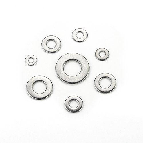 260 Pieces 8 Sizes Stainless Steel Flat Washers, 1/2 3/8 5/16 1/4 12# 10# 8# 6# Hardware Gasket Assortment Kit - size: Stainless Washers Kit (260 Pieces)