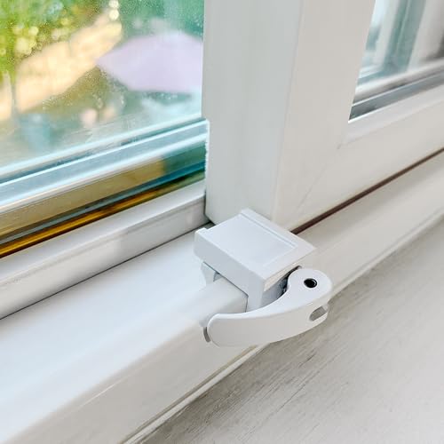 Prime-Line U 9809 Sliding Window Lock for Vinyl Windows, White, 2 Pack | Easy Installation, Keeps Windows Securely Closed, Diecast Construction