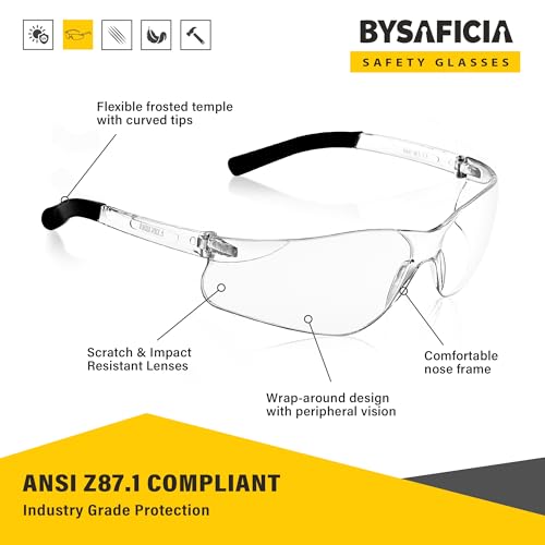 12 Pack Clear Safety Glasses Bulk, UV Protection Safety Goggles with Scratch Resistant Polycarbonate Lens, Protective Eyewear for Men Women, ANSI Z87.1 Eye Protection Glasses - color: Clear Lenses