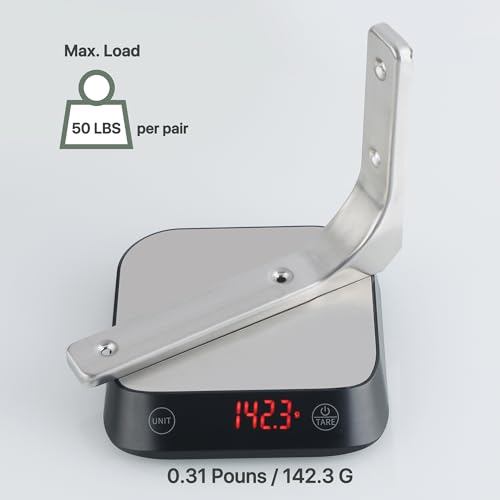 SAYAYO Wall Shelf Bracket 8 x 6 Inch, Stainless Steel Heavy Duty L Bracket - color: Brushed Nickel, size: 8 x 6 Inch (4 PCS)