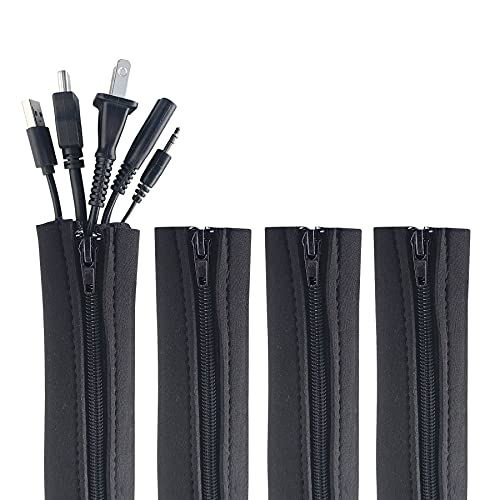 Zipper Cable Sleeve by Wrap-It Storage - 24" x 4" (4-Pack) Black - size: 24in (4-Pack)