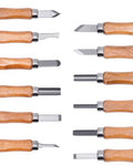 UCEC 12 Pack Linocut Wood Carving Tools Set Wood Carving Kit Whittling Gift - color: Wooden-12 Pack