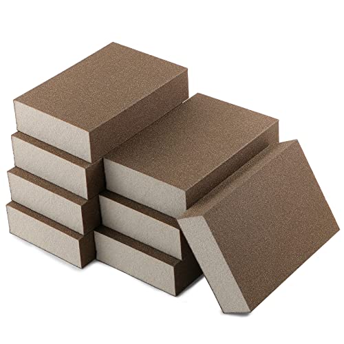 8Pcs 220 Grit Sanding Blocks, Jamiikury Sanding Sponge Washable and Reusable, Wet Dry Sandpaper Sponge for Wood Metal FurniturePaint and Drywall - size: 220 Grits