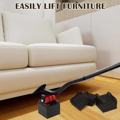 29" Lengthening Furniture Lifter Tool, Appliance Metal Lifter for Furniture - size: Black & Red-29 IN