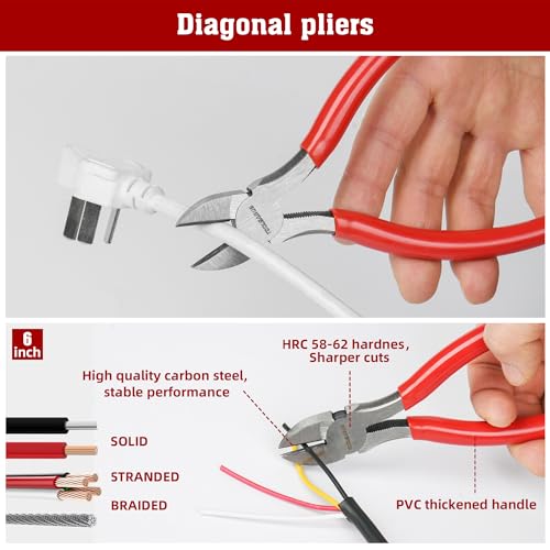 TOOLEAGUE 8Pcs Pliers Set with Storage Bag,Red