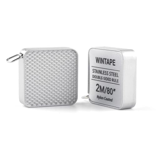 Mini Square Tape Measure, Small Retractable 80 Inch / 2 M Measuring Tape | Nylon Coated Dual Sided Silver Measure Tape - style: Square