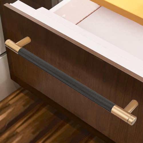 30 Pack 7 1/2 Inch 192 mm Bronze and Black Cabinet Handles Cabinet Pulls Aluminum Handles Knurled Drawer Pulls Oxidation Finish with Diamond Pattern - color: Bronze and Black, size: 7 1/2 Inch
