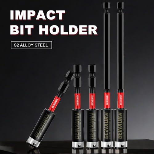 Geinxurn 6Inches Impact Magnetic Screwdriver Bit Holders, 8PACK Extension Socket Drill Bit Holder S2 Alloy Steel Hex Shank Quick-Change Drill Bit Guide - style: 6INCHES -Bit Holder-8PCS