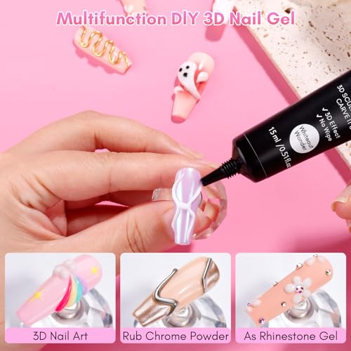 Makartt 3D Nail Gel, 15g Sculpting Gel Glue for Molding and Drawing - color: A06-Whiteout Wonder