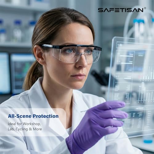 12Pack Clear Safety Glasses, Bulk Pack Safety Goggles Adjustable Temples ANSI Z87.1 Scratch Impact Resistant UV Protection Protective Eyewear Full Coverage with Side Shields for Work Lab Construction