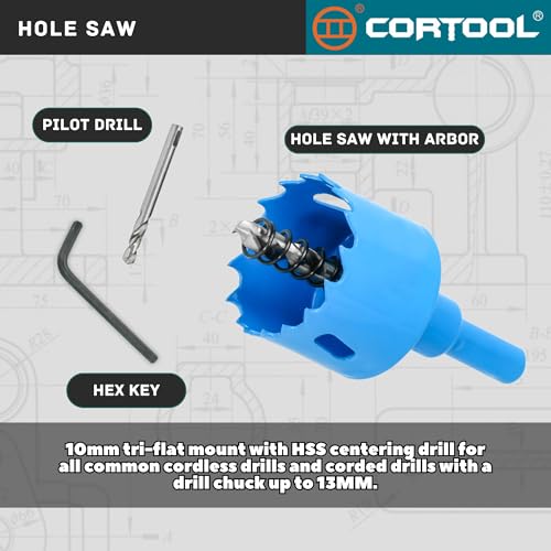 1-3/8 Inch Hole Saw with Arbor for Metal and Wood Cutting, Bi-Metal Hole Cutter, 1-3/8" Hole Saw Kit for Drywall, Wood, PVC Boards, Fiberglass and Vent Pipes - style: 1-3/8"（35mm）