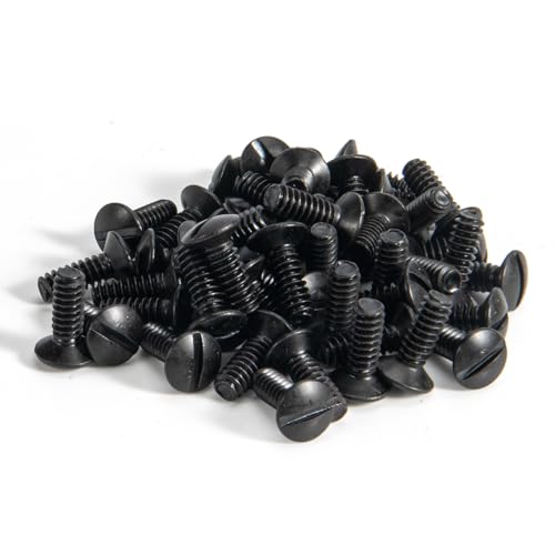 Henne Bery 3/8" Long 6-32 Thread, Oval Head Milled Slot Replacement Wall Plate Screws, 50 Pack, Black - color: Black, size: 3/8",50 Pack