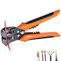 Preciva Automatic Wire Stripper 3-in-1Self-Adjusting Crimping Tool with Length Stopper for 0.2-6mm² (AWG 24-10) Solid/Stranded Wire, Internal Spring, Ergonomic TPR Handle for Electrical DIY - color: Orange