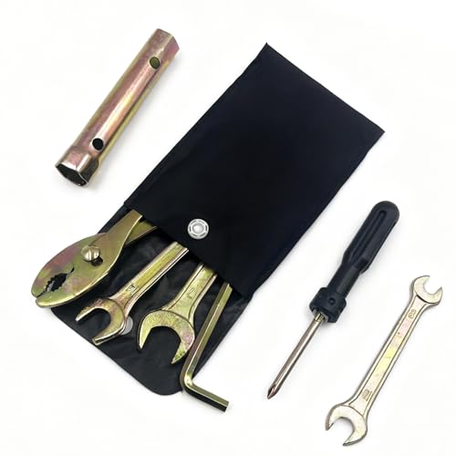 8Pcs Compact Motorcycle Repair Tool Kit, Portable Motorcycle Repair Kit with Wrench Spark Plug Socket Spanner Screwdriver Pliers