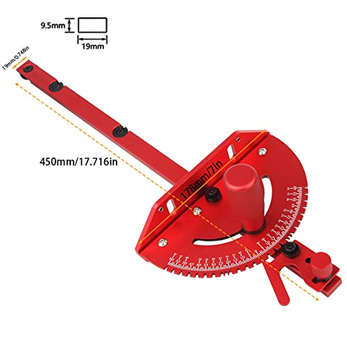 Table Saw Miter Gauge, Works w/Table Saws, Router Table, Band Saw (Red) - color: Red