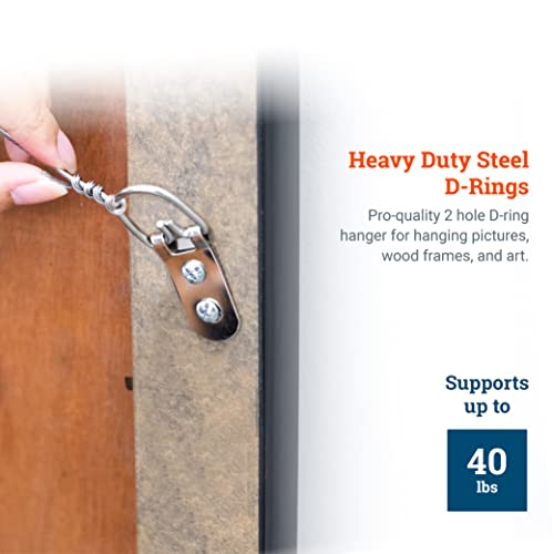 PHS 2 Hole Heavy Duty D-Ring Hangers, Holds 40 lb, 50 Pack with Screws - size: 50 Pack