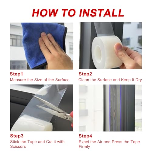 Transparent Window Seal Weather Sealing Tape 2 Inch x 35 Yards Weather Stripping Residue Free Clear Window Insulation Tape for Shower Glass Gaps and Doors Windproof Tape - size: 2 IN - 35 Yards Clear