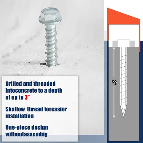 Tandefio 100 Pack 5/16 x 3 Concrete Anchors and Screw Kits Galvanized - size: 5/16" X 3"