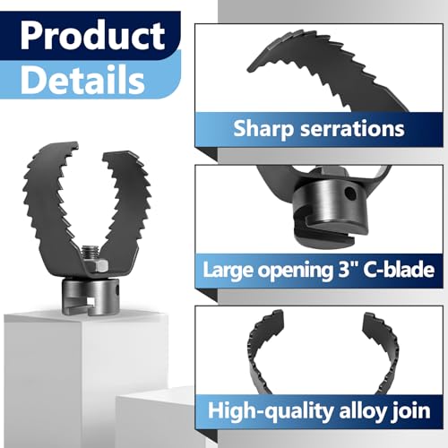 2Pcs Drain Cleaning 3-Inch T-150-1 3" Root Cutter, Sharktooth Cutter Fit for Ridgid Sectional Cable C-10, K-60-SE Sectional Machine, Drain Cleaning and Drain Snake Drill Attachment, Replace 98055