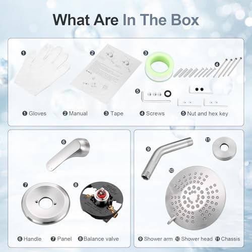 Shower Faucet with Valve, Bathroom Shower Faucet Kit, Solid Brass Shower Head Faucet Set Complete, Single Handle Rain Shower Head Trim Kit for Bathroom, Brushed Nickel - color: Brushed Nickel