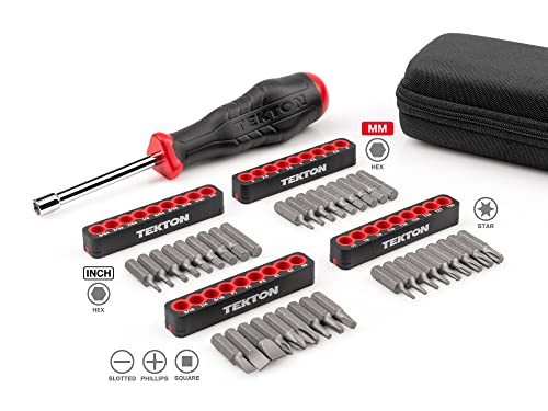 TEKTON 1/4 Inch Bit Driver and Bit Set with Case, 37-Piece | DBH93101 - size: 37-Piece