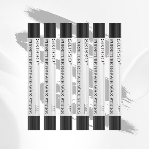 SEISSO Furniture Repair Crayon, 6 PCS Wood Filler Sticks, Scratch Repair Wax, Furniture Marking Repair for Scratch, Cracks, Hole, Table, Cabinets, Laminate Wood Floor, Guitar, Instrument, Black - color: Black 6pcs