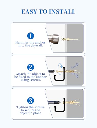 100 PCS Self Drilling Drywall Anchors with Screws Kit, Zinc Plated - size: 100PCS