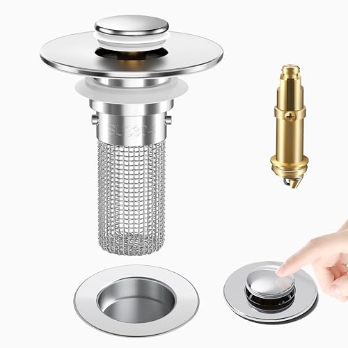 Bathroom Sink Drain Strainer, Pop-Up Bathroom Sink Stopper with Removable Stainless Steel Hair Catcher Basket, Universal Fit for US Bathroom Sinks, Showers & Floor Drains (1pcs) - color: 1pcs