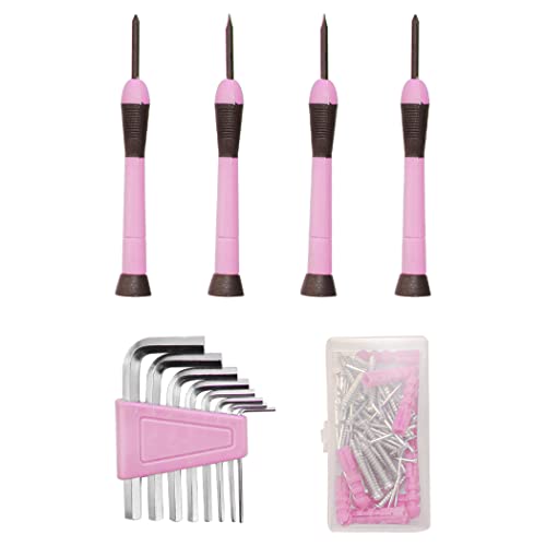 CARTMAN Complete Household Tool Set, Pink Hand Kit With Storage Case - color: Light Pink