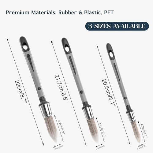 BlingKingdom 3pcs Paint Brushes for Trim, Painting Edger, 0.35/0.47/0.6 in