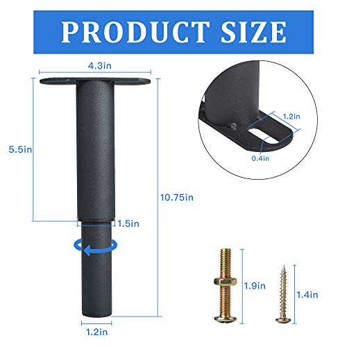 Metal Furniture Legs, Adjustable Round Bed Sofa Desk Cabinet Foot Legs, Heavy Duty Thickened Replacement Table Chair Bed Center Frame Slat Support Legs (10.75in)