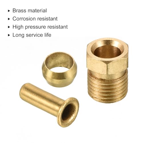 PATIKIL 4mm ID 6mm OD Tube Brass Compression Assortment Kit 3 Set - size: 4mmx6mm