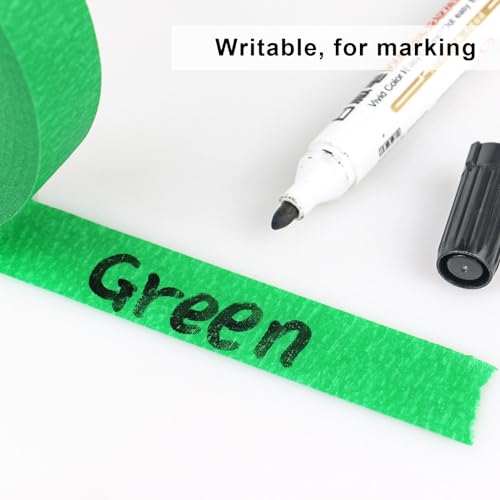 2 Pack Green Painters Tape - Masking Tape 1 Inch Wide - Multi-Surface, Smart Adhesion, Indoor & Outdoor - 180FT Total - Paint Tape for DIY, Labeling, Art, Car, General Purpose (#3910) - color: Green