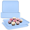Plastic Serving Trays, 12 Pack Cafeteria Trays Plastic Fast Food Tray for DIY Projects, Painting, Beads, Organizing Supply, 9.4 X 6.7 X 0.6 Inches (Light Blue) - color: Light Blue