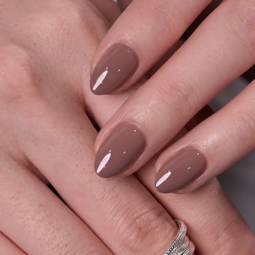 CurvLife Extra Short Almond Press On Nails, Mocha Muse Mocha Brown - color: B4 - Mocha Muse