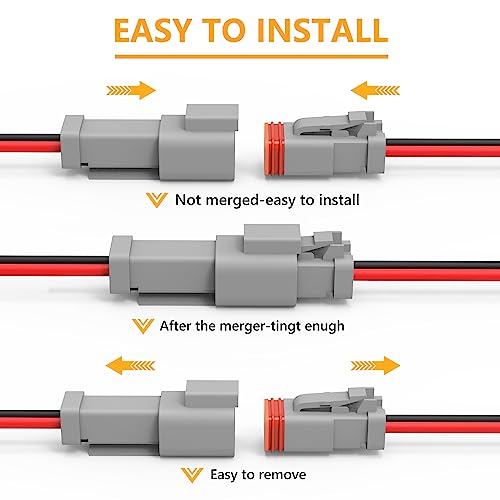 Newdeli Deutsch 2 Pin Connector Kit Waterproof Electrical Connector 16 AWG Male and Female Automotive Wire Connectors for Car Truck Boat, Dt Connector 6 Sets - size: DT Connector 6 Sets 2 Pin