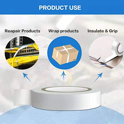 Wapodeai 3PCS White Electrical Tape, 0.62 in X 49 ft - style: 3PCS White