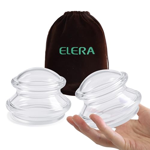 ELERA Silicone Cupping Therapy XL Size Sets, Professionally Chinese Massage Cups Tools, Silicone Cup for Joint Pain Relief, Massage Body (XL*2 Cups) - style: 2 Cups (XL size)