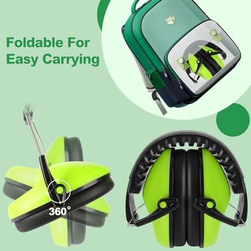 Floriogra Noise Cancelling Headphones for Kids/Toddler 28dB SNR Ear Muffs - color: Green
