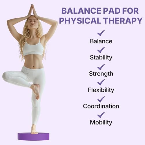 Foam Balance Pad,5BILLION Stability Pad for Physical Therapy,Non-Slip Exercise Balance Pad for Balance workouts,Yoga Knee Pad for Gym Fitness Stretching Pilate - size: Purple-Oval