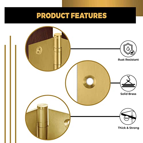 Heavy Duty Door Hinge Matte Brass Ball Bearing 4x4 Inch Heavy Duty - Set of 2 Solid Brass Hinges (Satin Brass) - color: Satin Brass