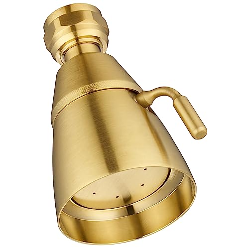 Angle Simple High Flow Shower Head Adjustable, G 1/2, Brushed Dark Gold - color: Brushed Dark Gold
