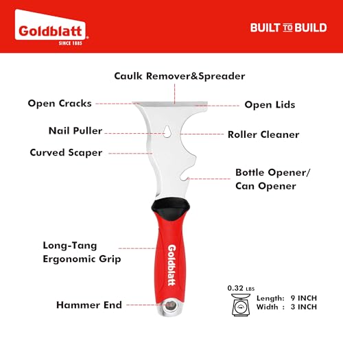 Goldblatt 9-in-1 Paint Scraper Tool, Stainless Steel Putty Knife Scraper