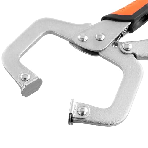 SEUNMUK 6 Inch C Clamp Locking Pliers, 4 Pack Heavy Duty Vise Grip Welding Clamps with Swivel Pads, Adjustable Face Clamp for Woodworking, Home, Electrician Maintenance, Pocket Hole Joinery - size: 4 Pack 6 Inch