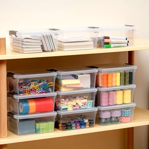 Citylife 30Packs 1.3Qt Small Storage Bins with Lids,Stackable Clear - color: Clear White, size: 1.3 QT(30 Pack)
