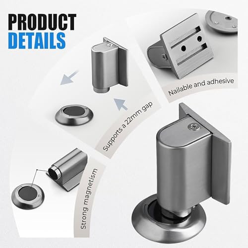 Magnetic Door Stopper No Drilling Height Adhesive Heavy Duty Magnet Doorstop Wedge Stop Catch Bottom Holder to Keep Doors Open (Black) - color: Black